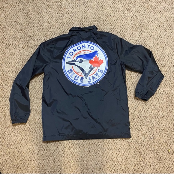 Toronto blue jays black windbreaker button up Sz M - Picture 4 of 4